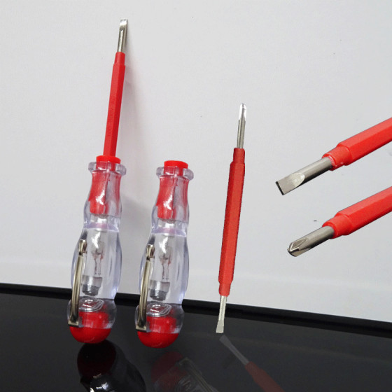ID:1136 - Multifunctional test pen electrician induction test pen transparent cross flat screwdriver hardware tool test pen