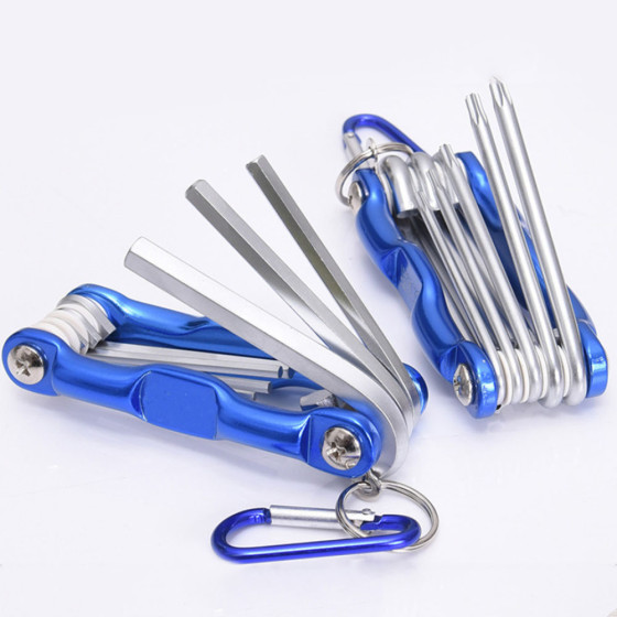 Aluminum shell folding hexagon set wrench flat head plum blossom hexagon wrench 7pc8pc folding hexagon wrench